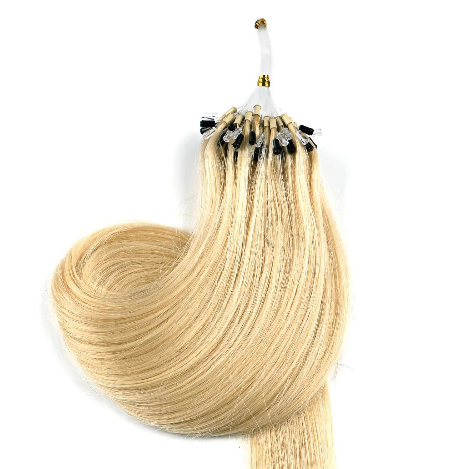 ZURIA-extensiones de cabello humano con microanillo, cabello liso de 16 