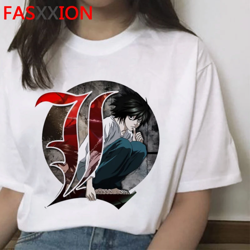 

Футболка женская белая с рисунком Death Note, в стиле Харадзюку