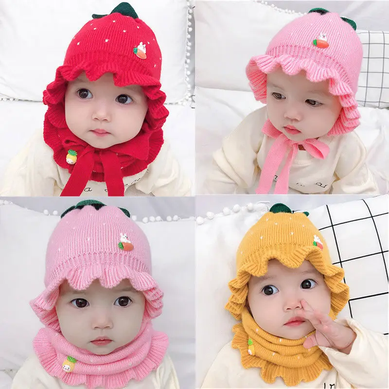 

Baby hat Autumn winter 6-12 months girl baby Princess woollen hat baby knitted hat warm ear protection tide