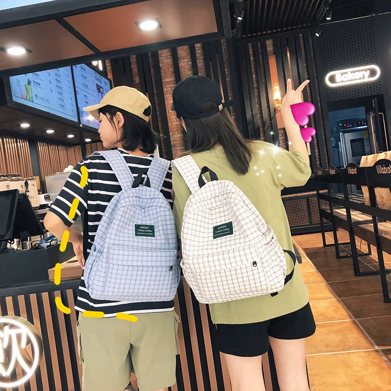

2019 Femial Fashion Plaid women backpack student schoolbag for Teenage girls Canvas Travel bag Female Bookbag Mochilas Rucksack