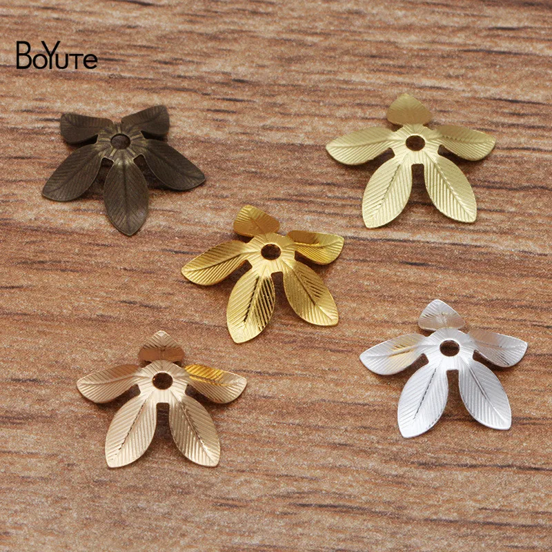 BoYuTe 200 шт 13 мм штамповки латунные Цветочные бусины колпачки плавающие амулеты Diy