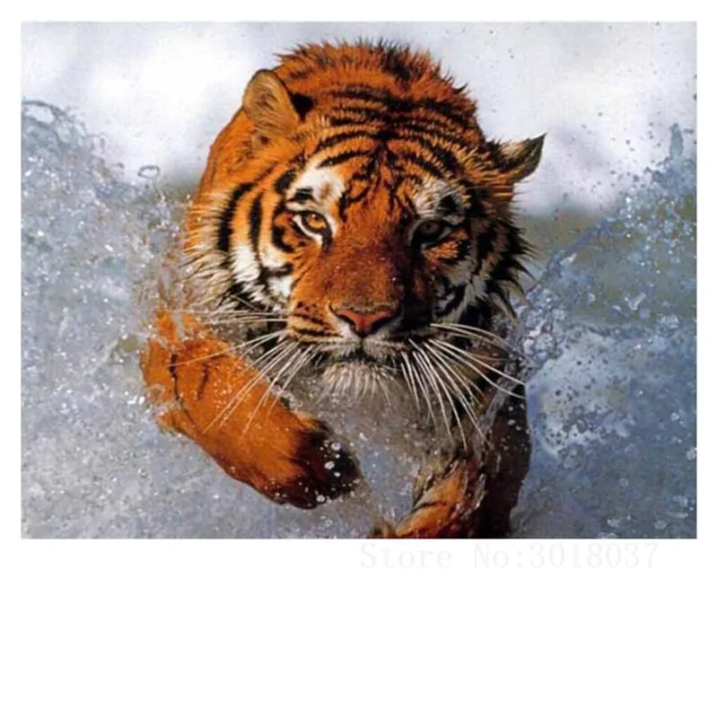

Diamond Mosaic Diy Diamond Embroidery Running Tiger In The Water Diamond Painting Cross Stitch Floral Rhinestone Decoration Kits