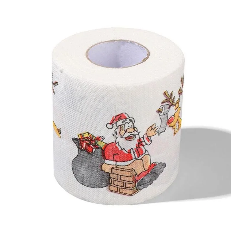 

1roll Christmas Toilet Roll Paper Home Santa Claus Bath Toilet Roll Paper Christmas Supplies Xmas Decor Tissue Xmas DIY Supplies