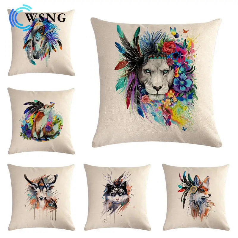 

Creative Animal Cushion Cover Colorful Poster Throw Pillow Cover Animal Cushion Cover Home Sofa Decorative Pillow Cover