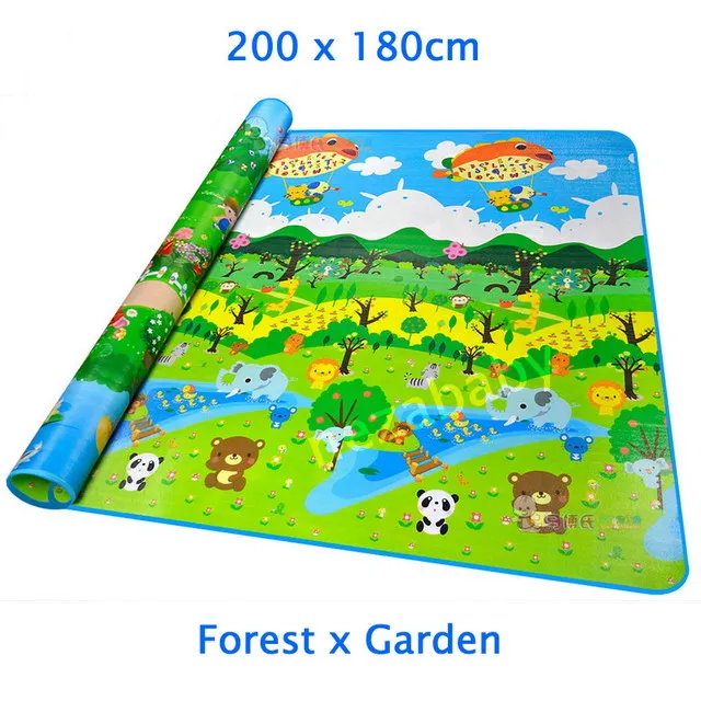 Forest x Garden 2 метра двусторонний большой детский игровой коврик детский подвижный коврик Детский ползающий ребенок коврик водонепроницаемый Детский напольный коврик для пикника PX05 - Цвет: Forest x Garden