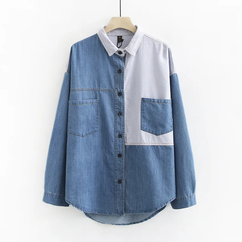 Женская блузка на весну новинка 2020 женская рубашка большого размера джинсовая в