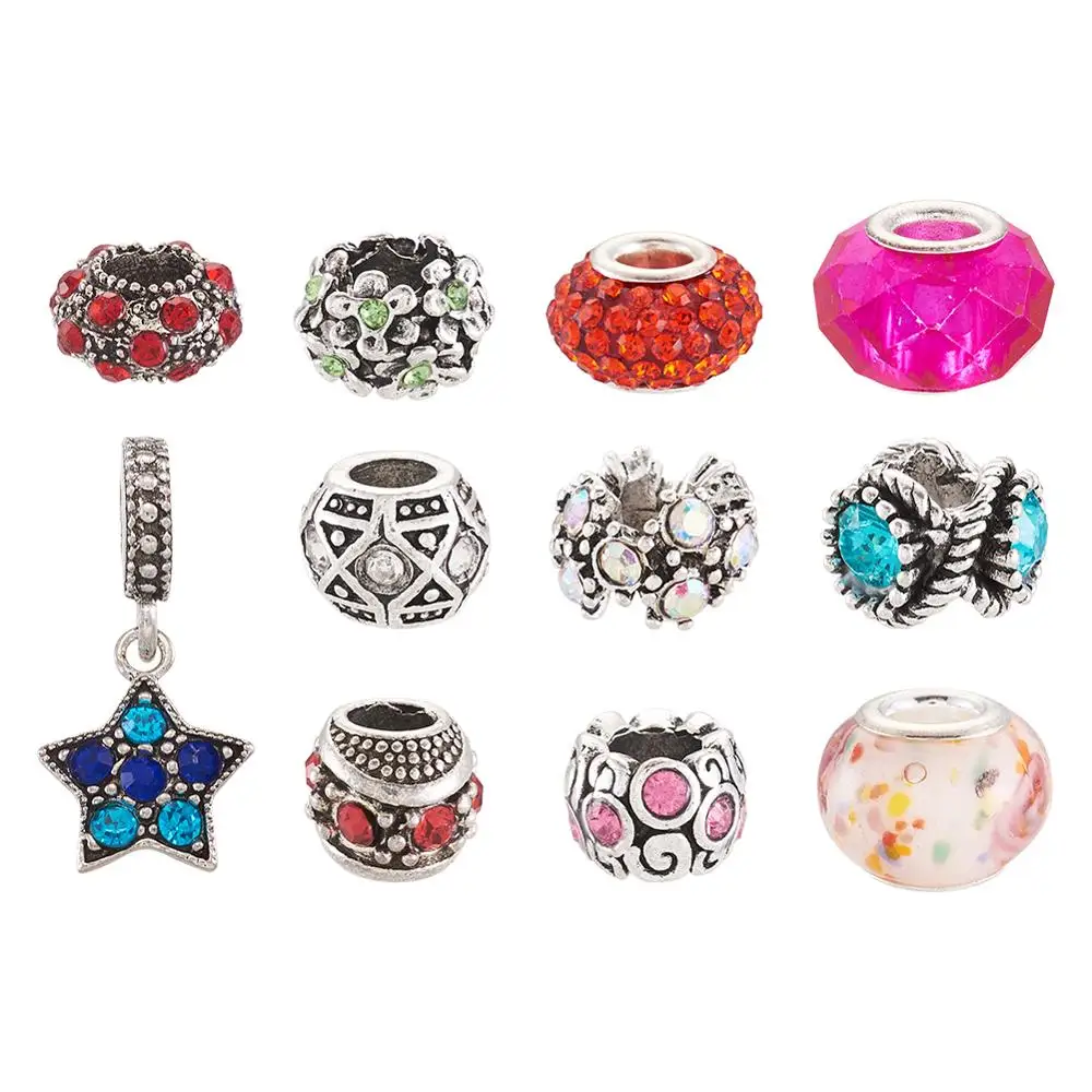 Pandahall 60 шт./кор. стразы из сплава в европейском стиле бусины с большими