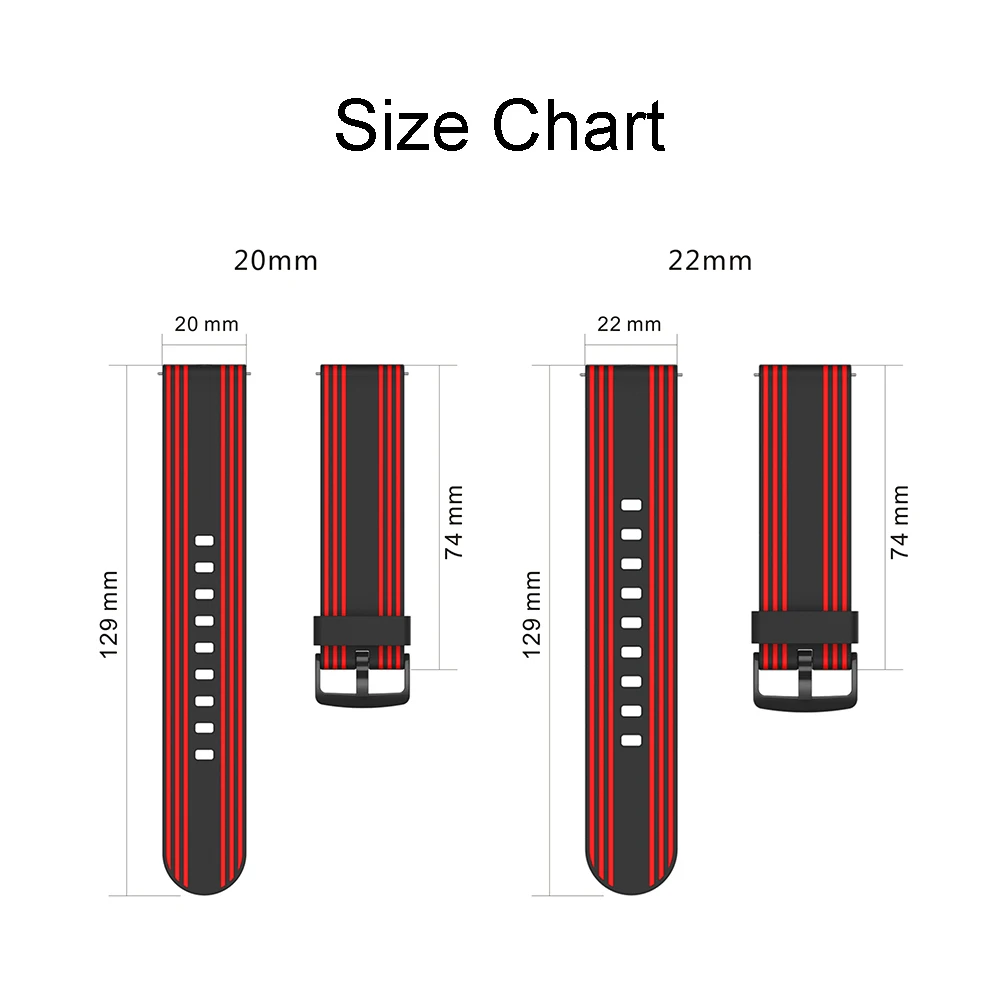 

20mm 22mm Silicone Band for Amazfit Bip/GTS/GTR 47mm/Samsung Galaxy Watch 46mm/Active 2/Garmin Vivoactive 3/Fitbit Versa 2 Strap