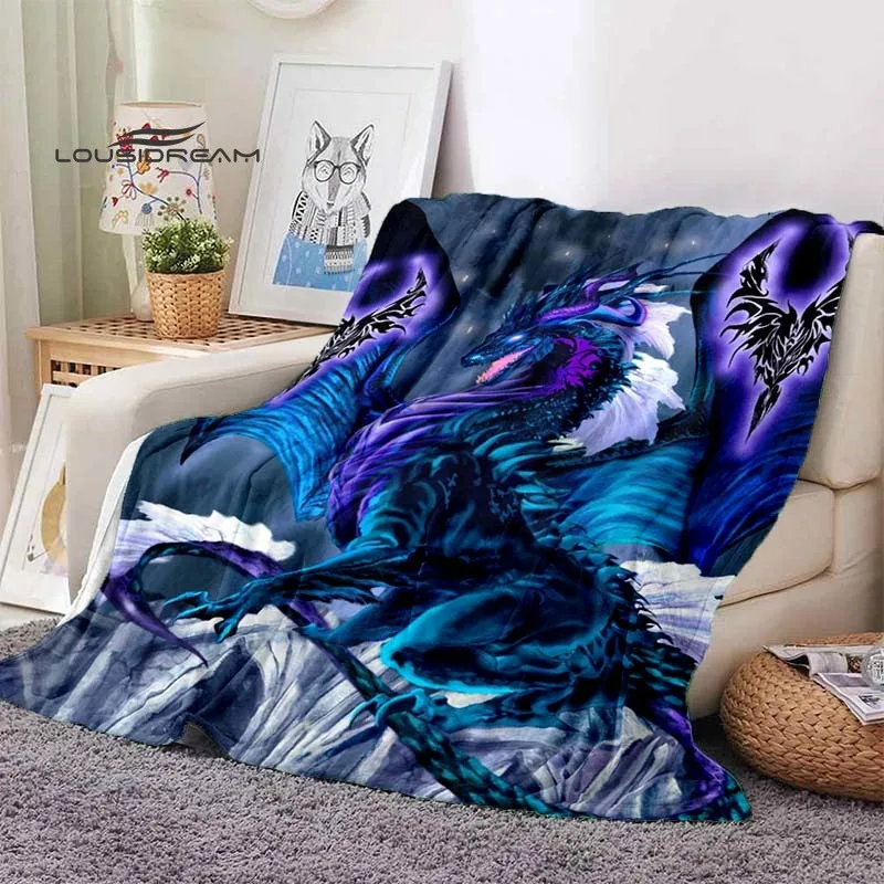 Dragon Blanket 3D printing Flannel Children and adults Throw blanket Fashion Fluffy blankets for beds Sofa Air Conditioner Sheet | Дом и сад