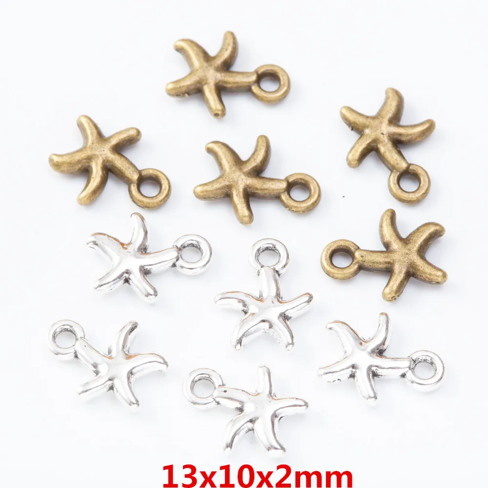 

300 штук Подвески в виде морской звезды в стиле ретро, цинк, Европейский стиль, изготовление ювелирных изделий 7304