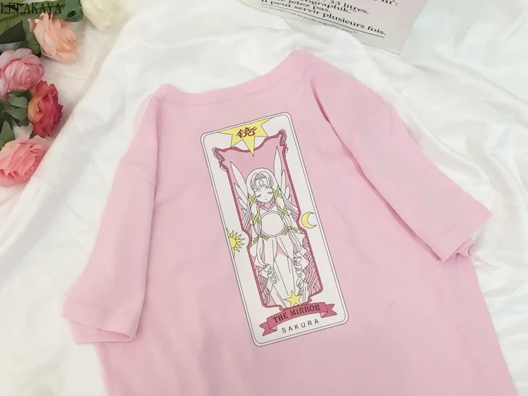 Футболка в японском стиле Харадзюку Милый хлопковый топ свободного покроя с