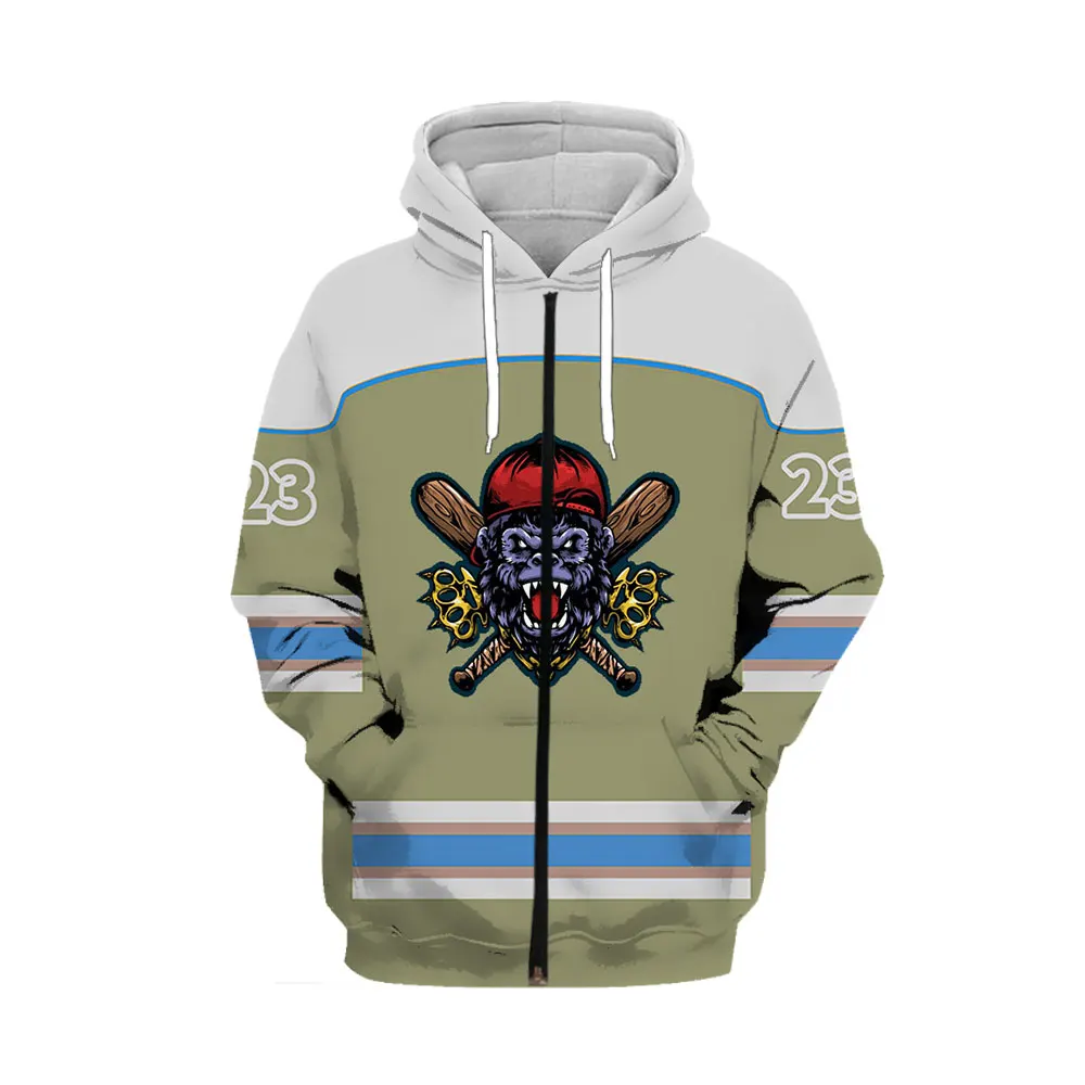 

Animal Monkey Dog Head Pattern Hoodies 3D Print Sweatshirt Men Women Fashion Zipper Hoodie Autumn Harajuku Keep Warm Sportswear