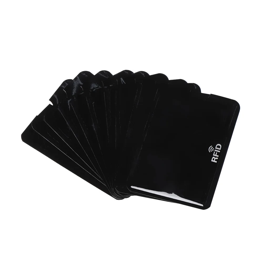 Black 10 шт. RFID с протекторами для банковских карт Противоугонная блокирующая карта держатель кожаный чехол чехлы Защитный чехол для банковских карт - Цвет: Black