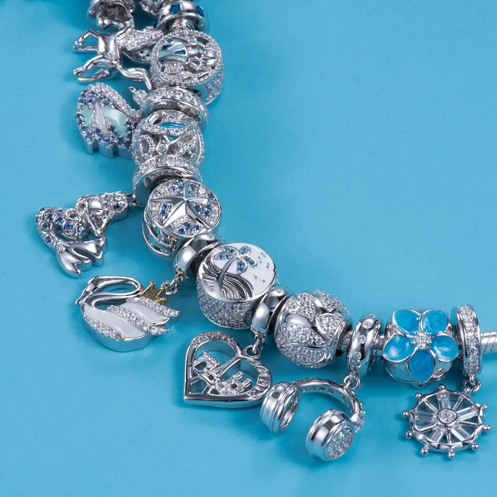 Тропическое побережье 925 пробы серебро тропических рыб и вод tailBeads Подвески Fit