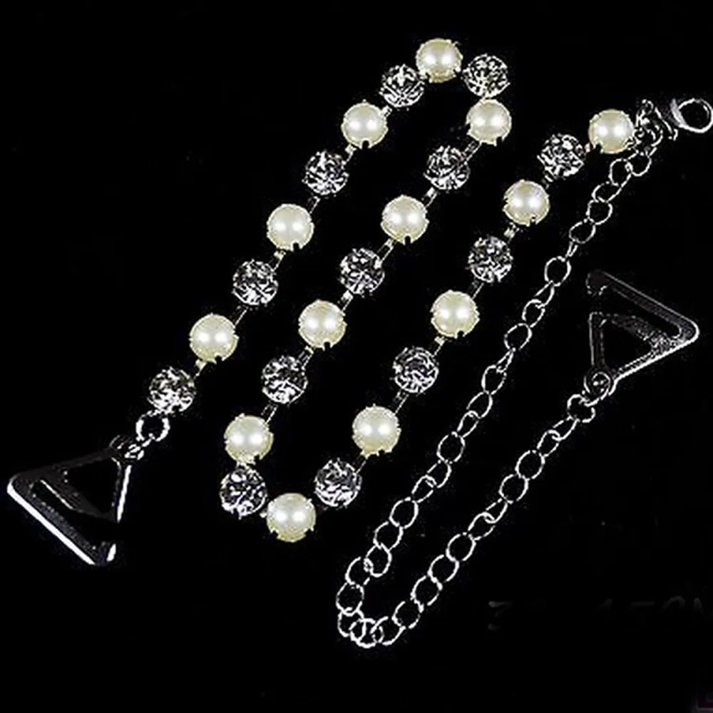 Модный металлический сексуальный бюстгальтер с жемчужинами и стразами для