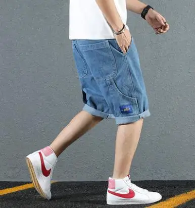 Летние мужские винтажные джинсовые шорты размера плюс для мужчин с несколькими