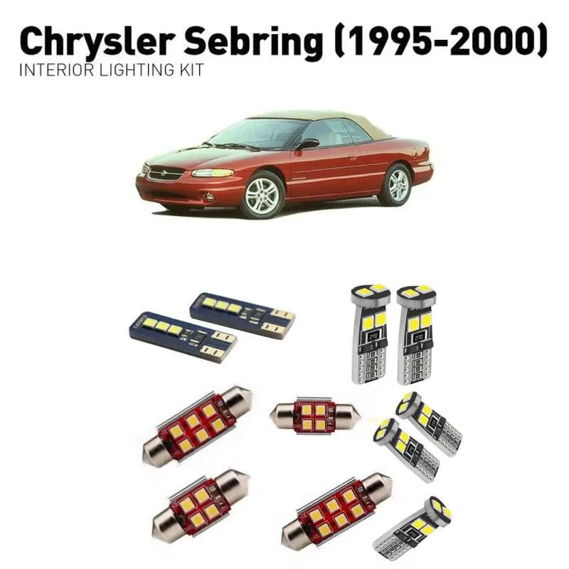 

For chrysler sebring 1995-1997 1998 1999 2000 11pc White Canbus Car LED Bulb Reading Ceiling Map Light Interior Kit Door Lamp