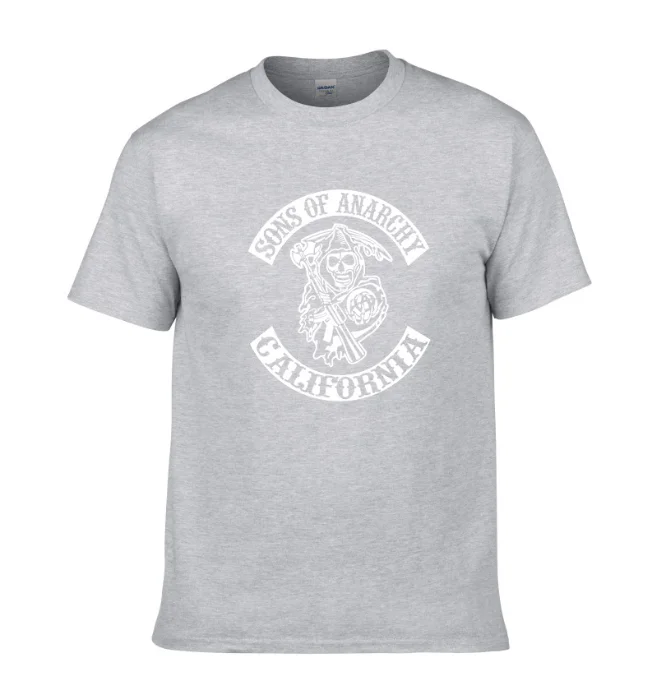 

Creative design SONS OFANARCHY logo t shirt solid color cotton T Shirt Men's New Arrival Style Short Sleeve Men t-shirt