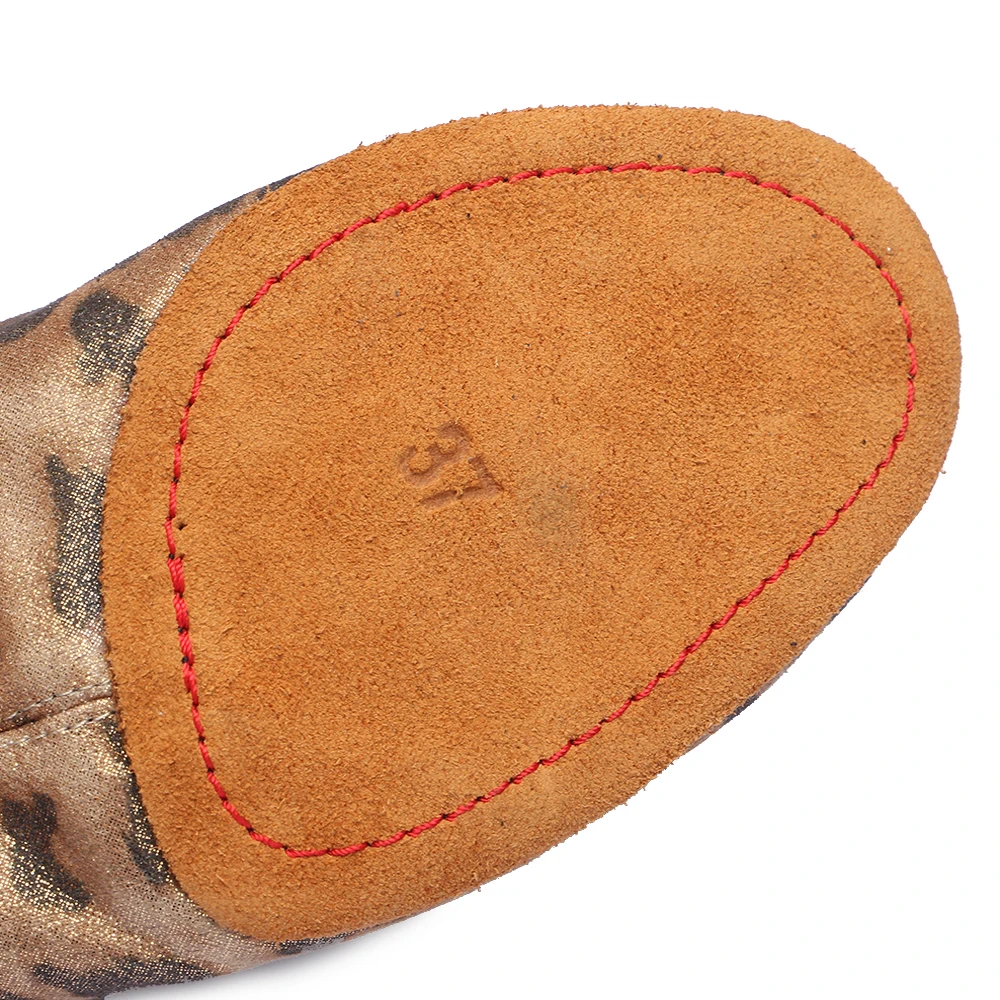 Женские туфли для латиноамериканских танцев сатиновые с леопардовым принтом