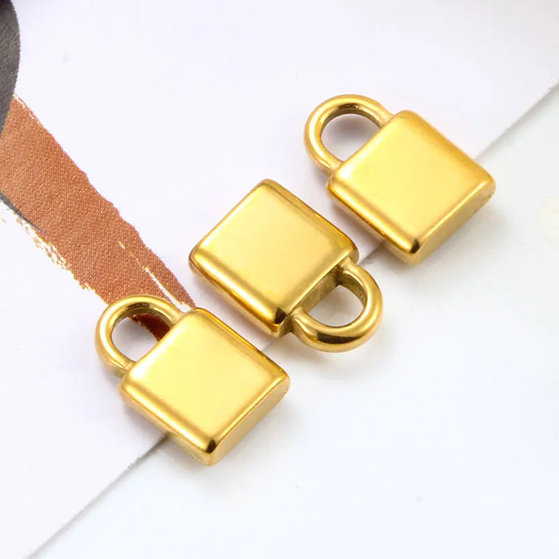 

5Pcs/lot Gold Lock Pendant DIY Earring Necklace Bracelet Hip-hop Accessories Stainless Steel Pendants Charms Punk Locks Supplies
