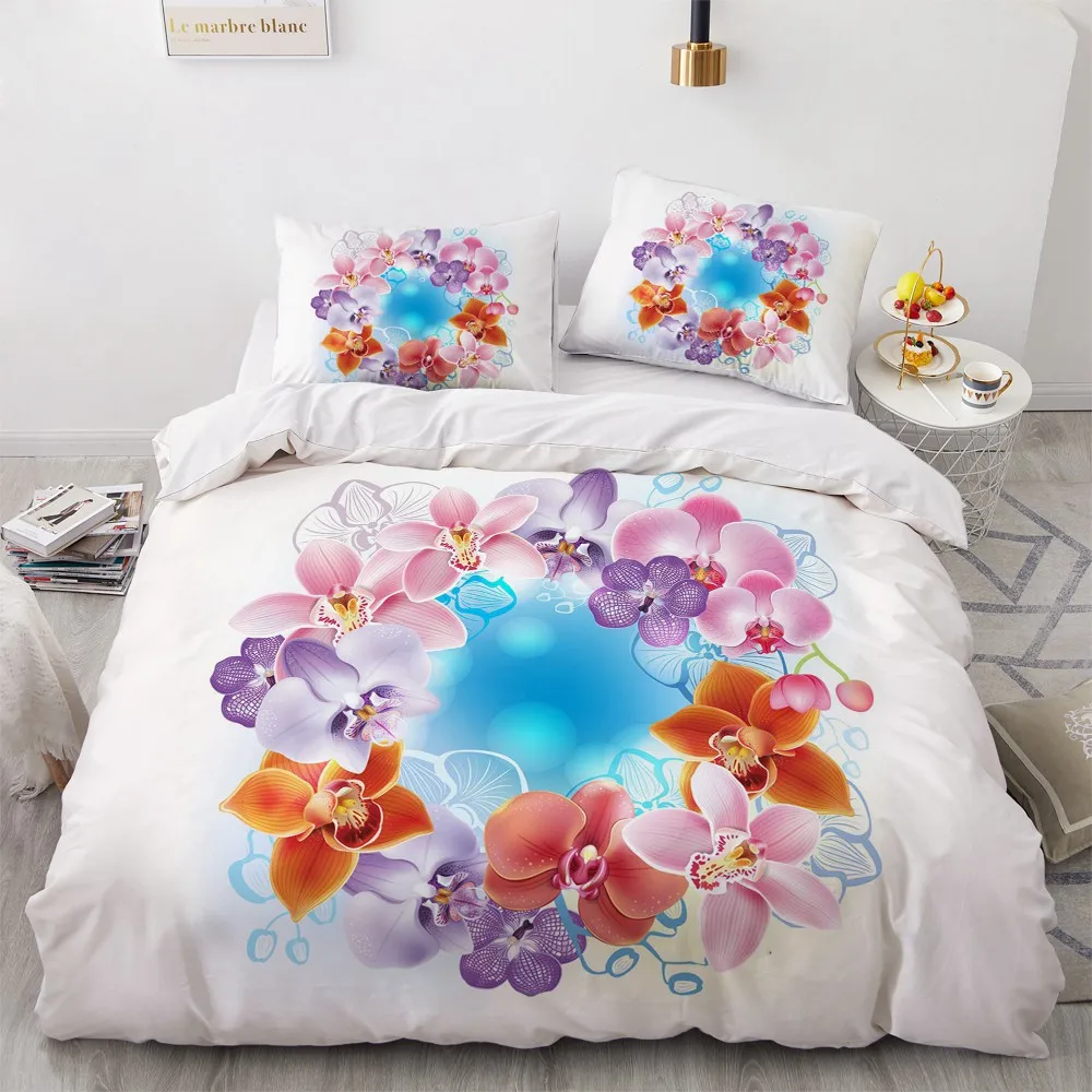 

3D Black Comforther Cases Custom Design Butterfly Duvet Cover Sets Pillow Covers Full Queen Single Twin Size Flower Bedclothes