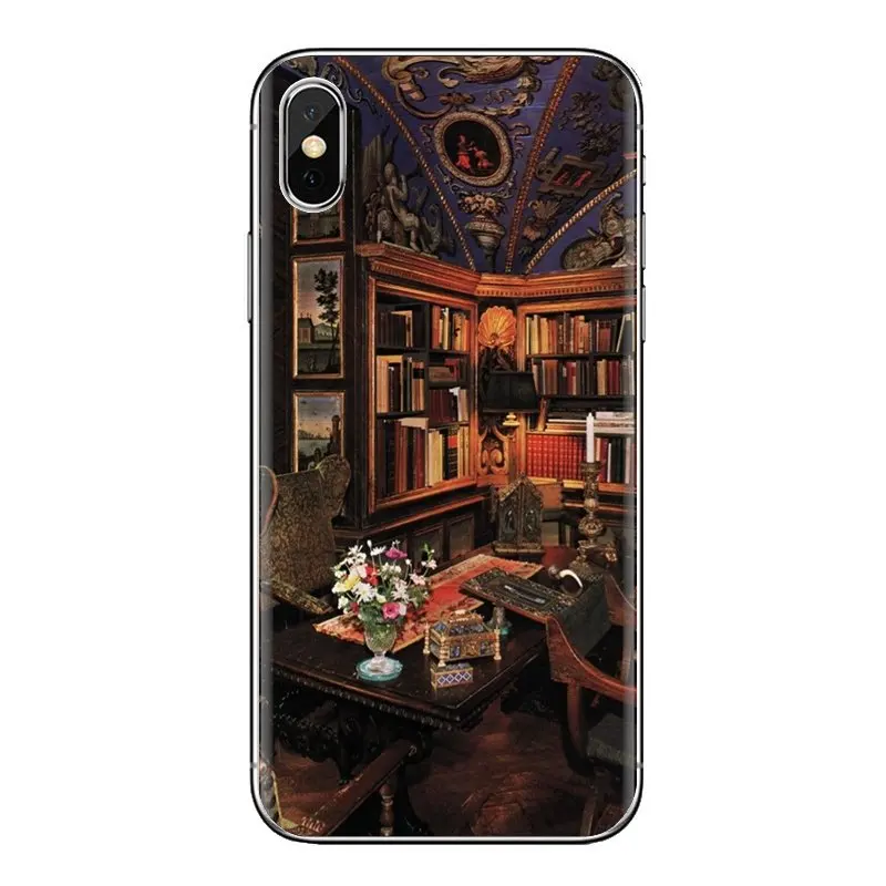 For iPod Touch Apple iPhone 4 4S 5 5S SE 5C 6 6S 7 8 X XR XS Plus MAX Library fantasy art books Soft Transparent Cases Cover |