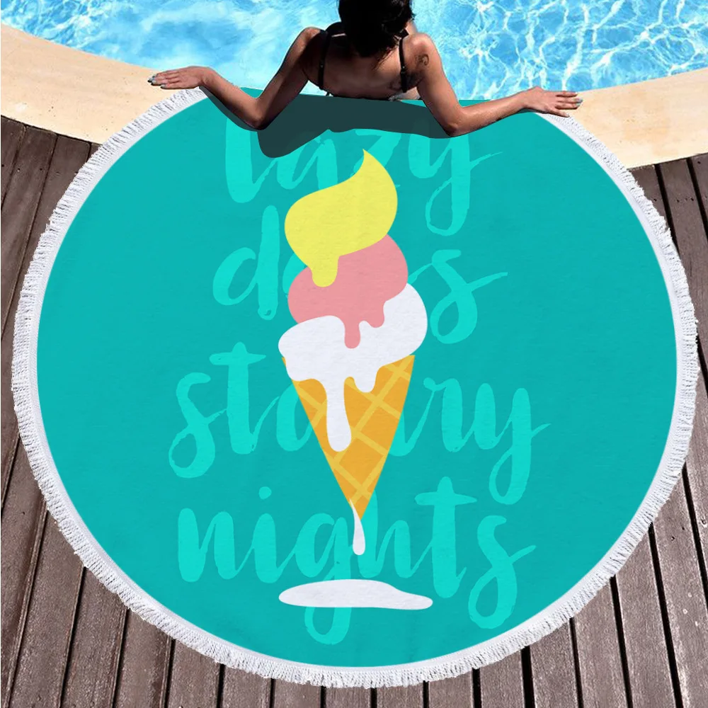 

150cm diameter round beach towel household items fashion tassel seaside bath towel absorbent quick-drying bath towel travel mat