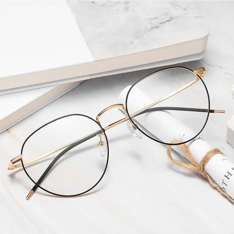 

New Arrive Women Retro Ultra light Anti Blue Ray Glasses Famale Alloy Myopia Optician Frame F6007