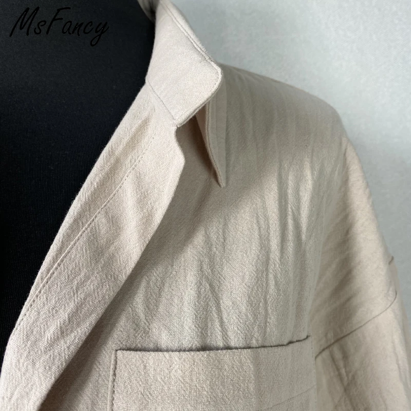 

Msfantasy ensemble deux pieces pour femmes, short en coton, Vintage, Boho, surdimensionne, taille haute, ample, ete, 2021