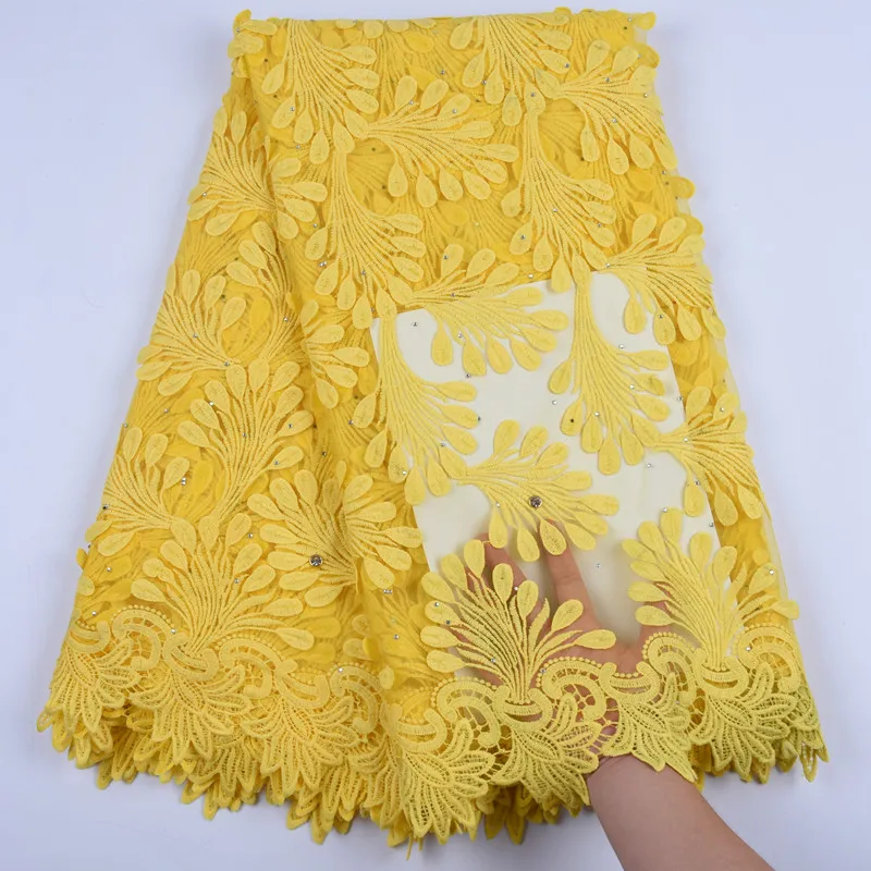 Персиковая молочная шелковая нигерийская кружевная ткань с аппликацией