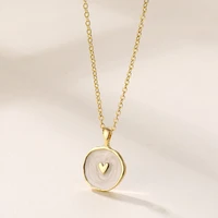 fashionable geometric round pendant womens necklace heart shaped collarbone chain wholesale korean jewelry party gift
