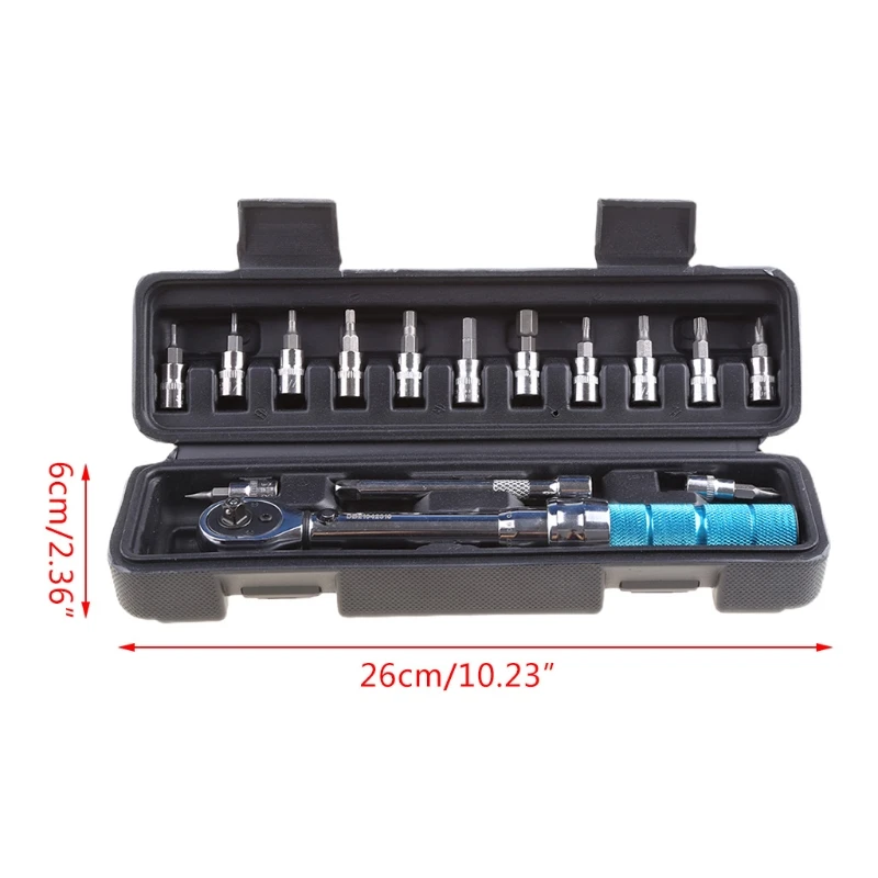 

15 Pcs/Set 1/4-inch 2-15Nm Torque Wrench Professional Bicycle Bike Part Repair Tools Kit Adjustable Manual Spanner
