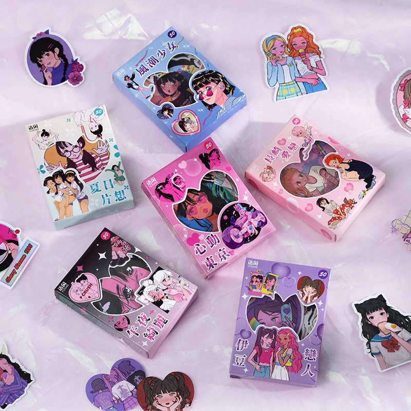 

OENY 50 Pcs Cute Sweet girl Decorative Stickers Scrapbooking Diy Label Diary Japanese Stationery Album Journal Planner
