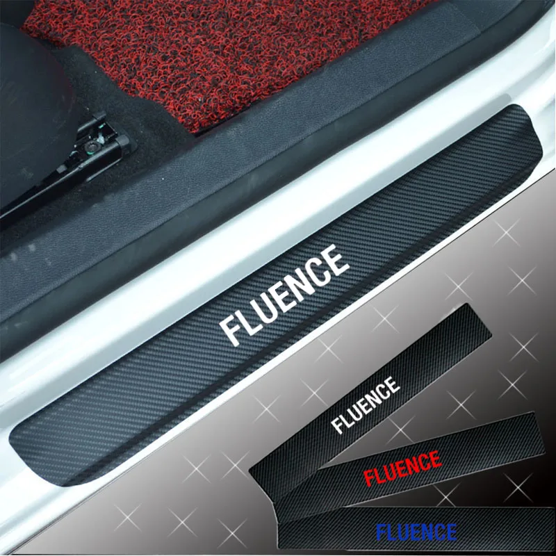 

For Renault Fluence Carbon Fiber Vinyl Sticker Car Door Sill Protector Door Step Plate Protector Interior Car Accessories 4Pcs