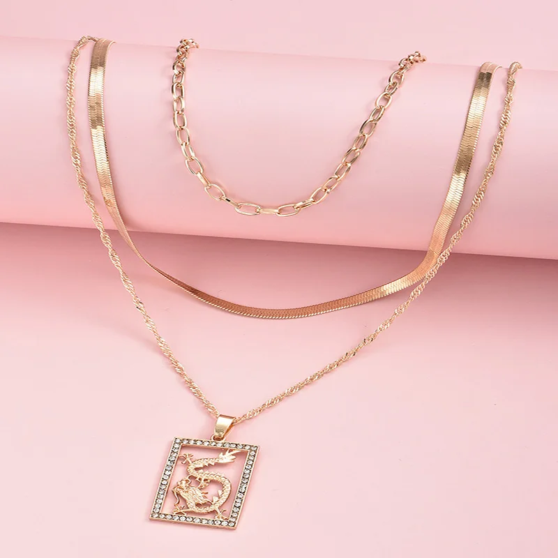 Подвеска в виде дракона ALYXUY многослойная винтажная с кубическим кристаллом