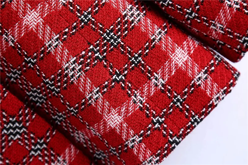 

With Buttons Female Outerwear Chic Tops Women 2020 Fashion Double Breasted Check Tweed Coat Vintage Long Sleeve