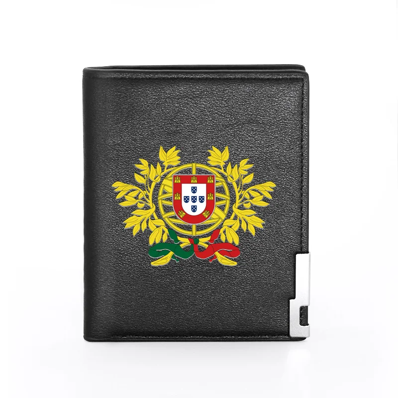 

Portuguese Ensign Pu Leather Wallet Men Women Bifold Credit Card Holder Short Purse Male Money Clip
