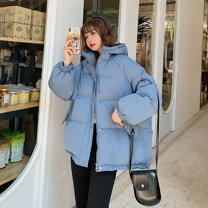 

Зимняя пуховая хлопковая куртка Женская парка с капюшоном 2020 новый корейский размера плюс теплая короткая куртка с подкладом свободные Дам...