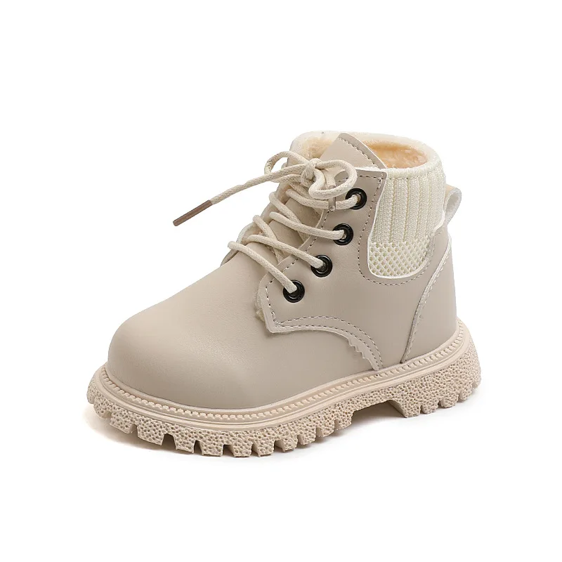 Toddlers Kids Martin Boots Autumn Winter Warm Thick Cotton Boys Girls Snow Little Children Leather Fashion |
