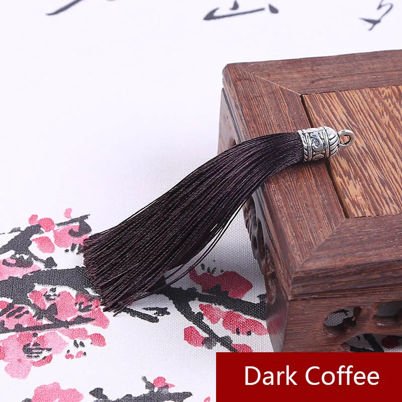dark coffee 5 шт./лот 9 см длинные шелковые кисточки шнуры с металлическими колпачками для сережек Подвески кисточки подходят DIY материал для изготовления ювелирных изделий - Цвет: dark coffee