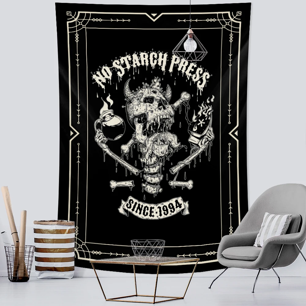 

Black and white Tarot psychedelic scene home decoration tapestry witchcraft tapestry Hippie Bohemian decoration Datura sheet