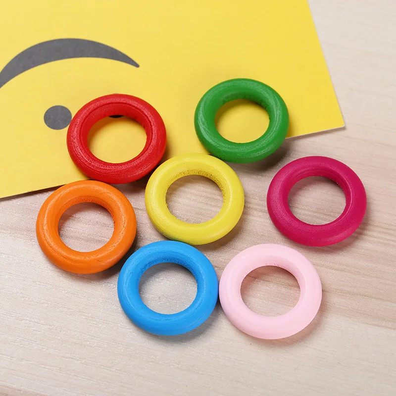

30pcs mixed batch DIY color wooden ring ring clothing accessories handmade jewelry multi-specification wooden ring 15mm