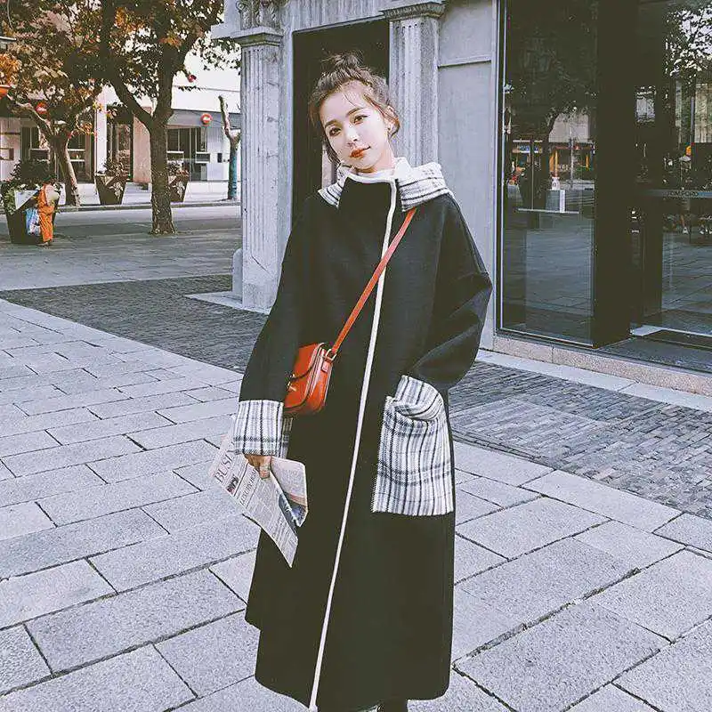 Черная шерстяная Женская куртка новинка 2021 шерстяное Женское пальто средней