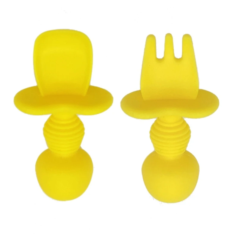 

2 Pcs Baby Silicone Spoon Fork Dinnerware Set BPA Free Kids Training Feeding Food Dishes Tableware