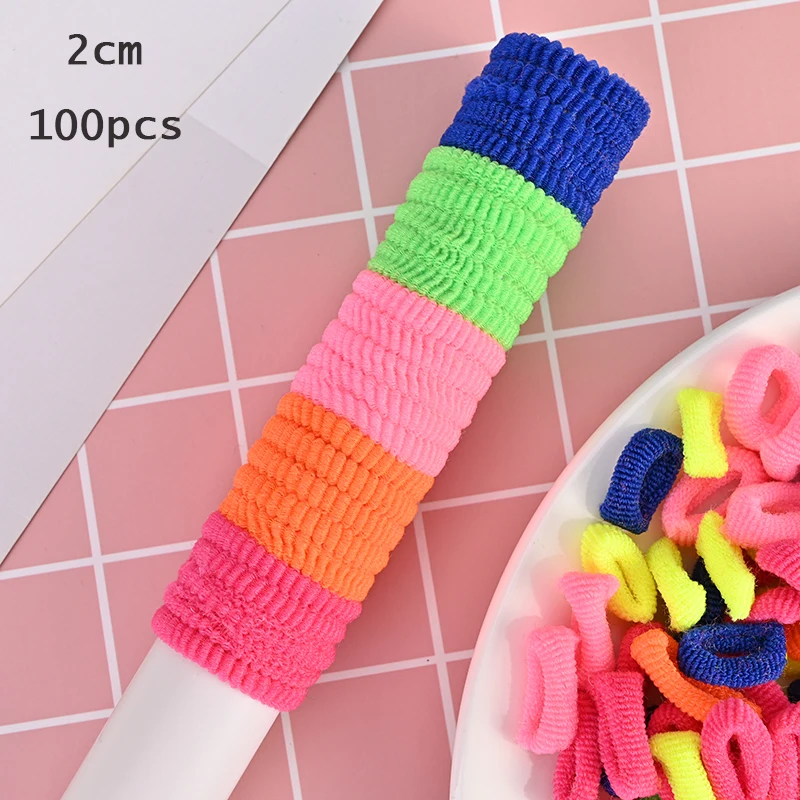 50/100pcs 2/3cm Colorful Girls Elastic Hair Bands Holder Tie Wholesale Rubber Band Kids Hair Accessories Hair Bands for Girls