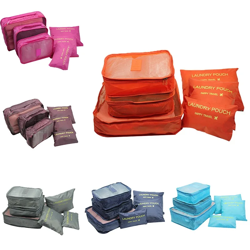 

2021 New Travel Sorting Bag Luggage Organizer Sub-bag Double-layer Super Soft Clothing Storage Bag Set Solid Color Household