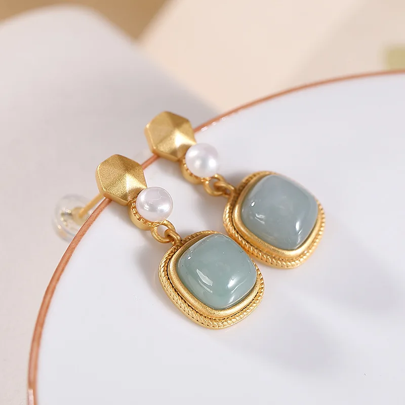 Длинные Винтажные серьги из стерлингового серебра 925 пробы с квадратным