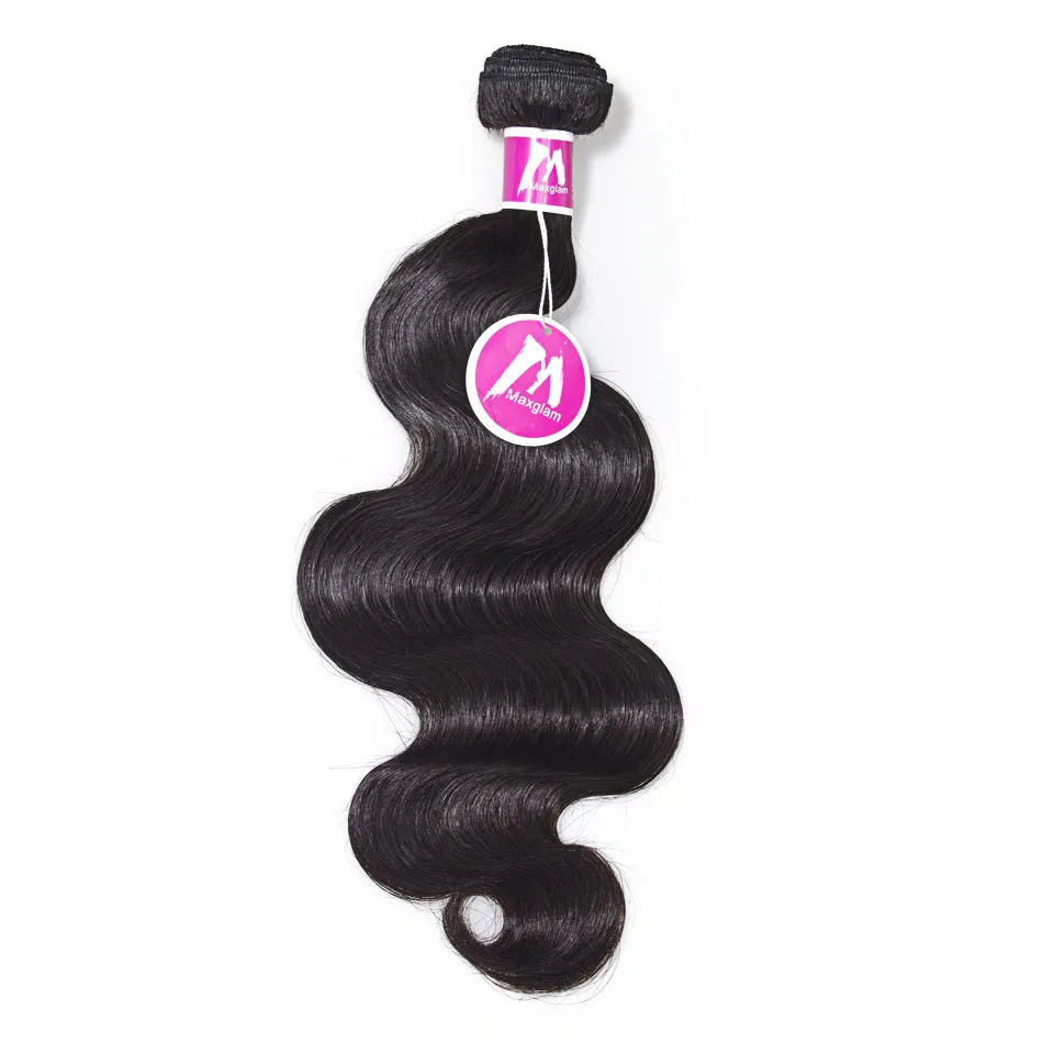 

Maxglam Remy Human Hair Bundles Natural Color Body Wave Short Long Brazilian Hair Extension for Black Women Hair Weave