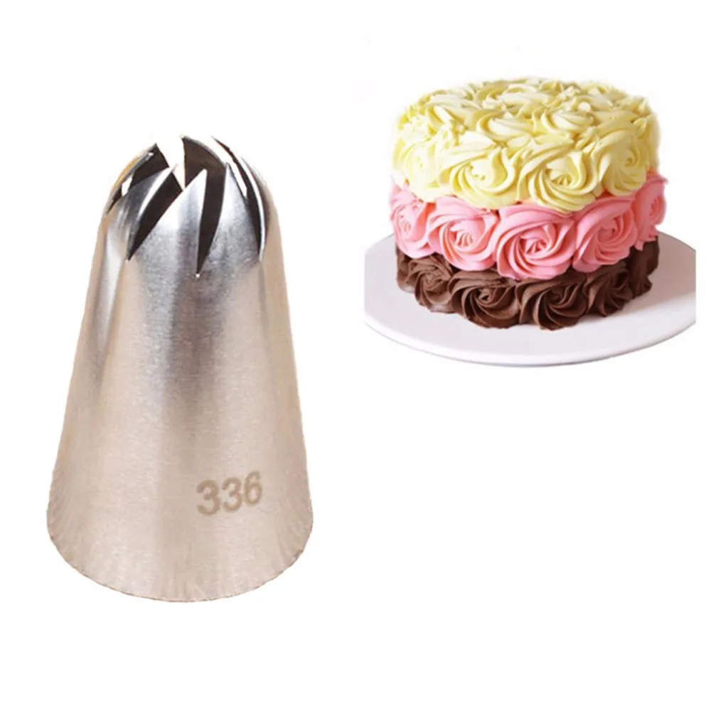 2PC Grass Rose Pastry Tips Cake Cream Cupcake Icing and Piping Stainless Steel Decorating Nozzle Baking Tools for Tubes - купить по