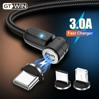Магнитный кабель GTWIN USB Type-C, Micro USB, для IPhone, Xiaomi, Samsung, 2 м, с поворотом на 540 градусов